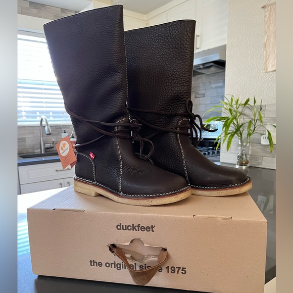 Duckfeet Silkeborg tall leather shearling wool winter boots size 39 new in box - Picture 3 of 16